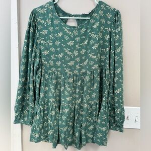 American Eagle Outfitters Green Floral Blouse